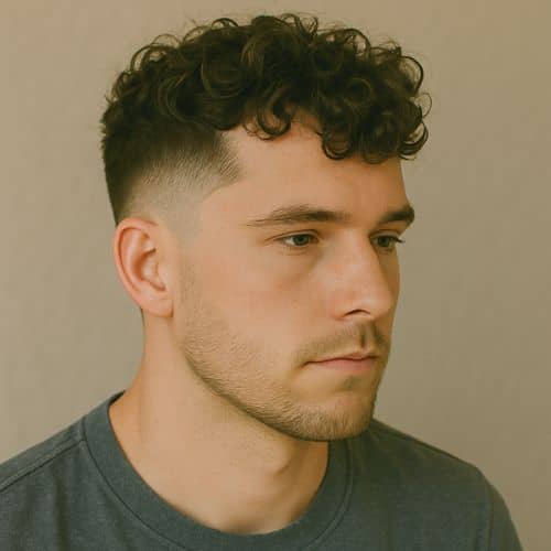 coupe de cheveux - curly top low fade taper