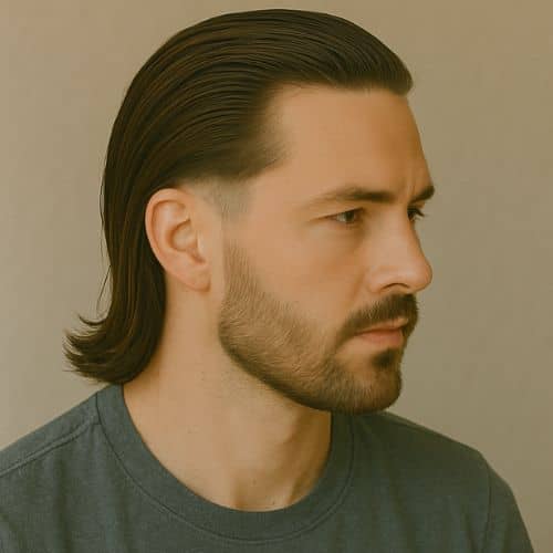 coupe de cheveux - low fade taper avec cheveux longs (slick back)