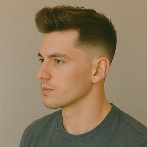 coupe de cheveux - low fade taper avec mèche surélevée