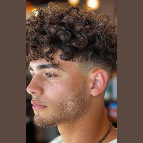 curly low fade taper