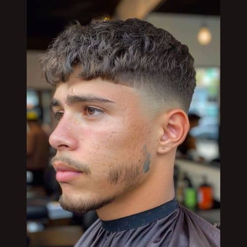 low fade taper avec frange