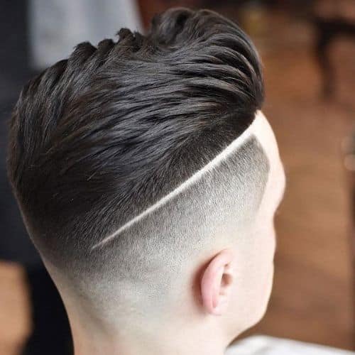 low fade taper avec ligne rasée