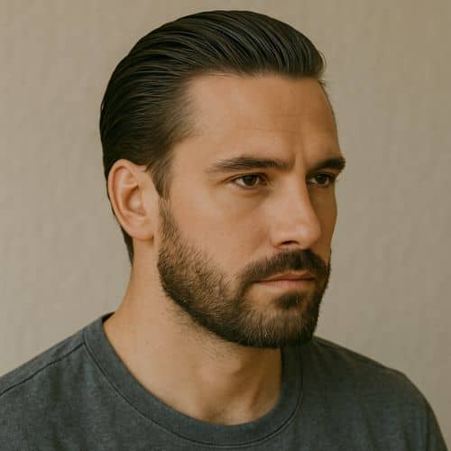 coupe cheveux longs - cheveux lissés en arrière slick back