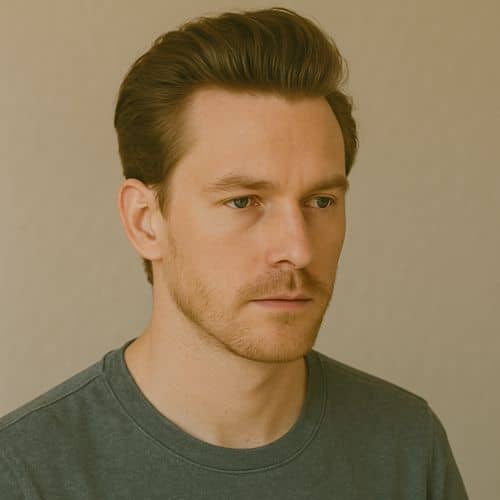 coupe de cheveux visage en forme de coeur - pompadour assoupli