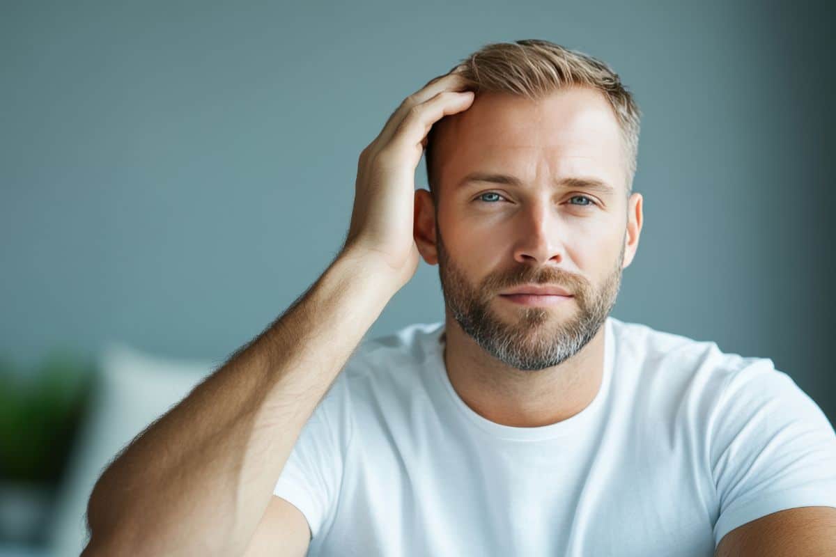 homme après greffe de cheveux